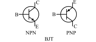 BJT NPN type and PNP type schematic diagram